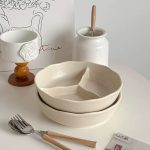 ست بشقاب سرامیکی و قاشق چنگال