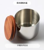 قندان/ظرف شکر استیل درب چوبی - Image 4